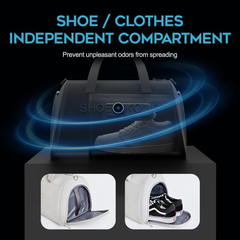 Sports Bag - Generating O3 to Eliminate Odors, Built-In Shoe Zone & Travel-Ready(Grey) image number 5