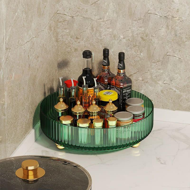 Hbluefat Lazy Susan Rotatable Modern round Tray,360&deg;Rotating Spice Storage Rack,10" Turntable Organizer,Cosmetic Makeup Vanity Tray for Storage Jewelry,Perfume&Kitchen Condiment (Green) image number 5