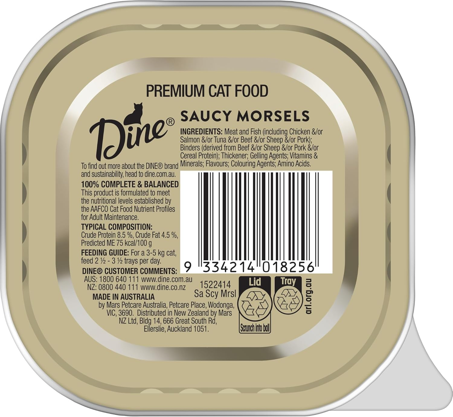 Dine Classic Collection Wet Cat Food Salmon Saucy Morsels 85G Tray, 14 Pack image number 2