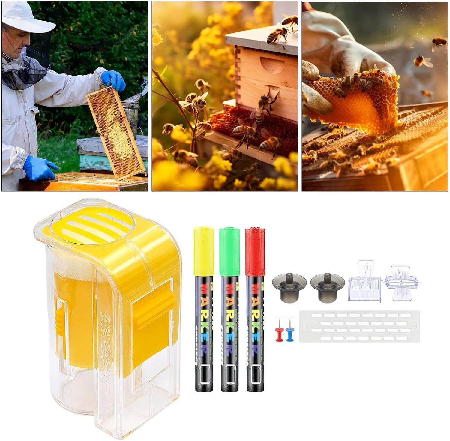 Queen Bee Clip | Queen Bee Marking Cage - Clear Marking Tools Catching Set for Home Farm Agriculture Transport Outdoors Beehive Isolation image number 2