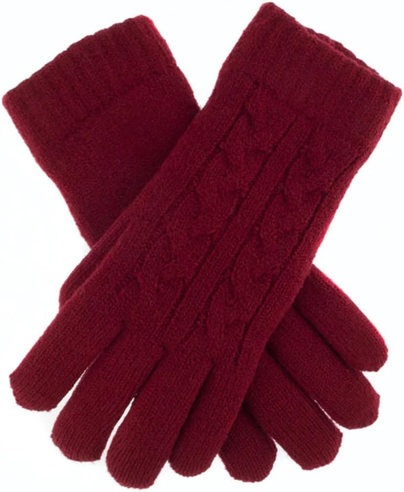 Dents Women'S Warm Cable Knit Yarn Lined Gloves, White, One Size