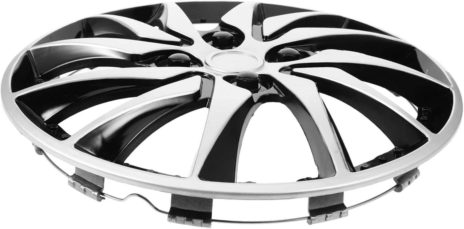 HAPINARY 14 Inch Automotive Wheel Hub Covers Decorative Rim Covers Fit for Cars Black Silver image number 6