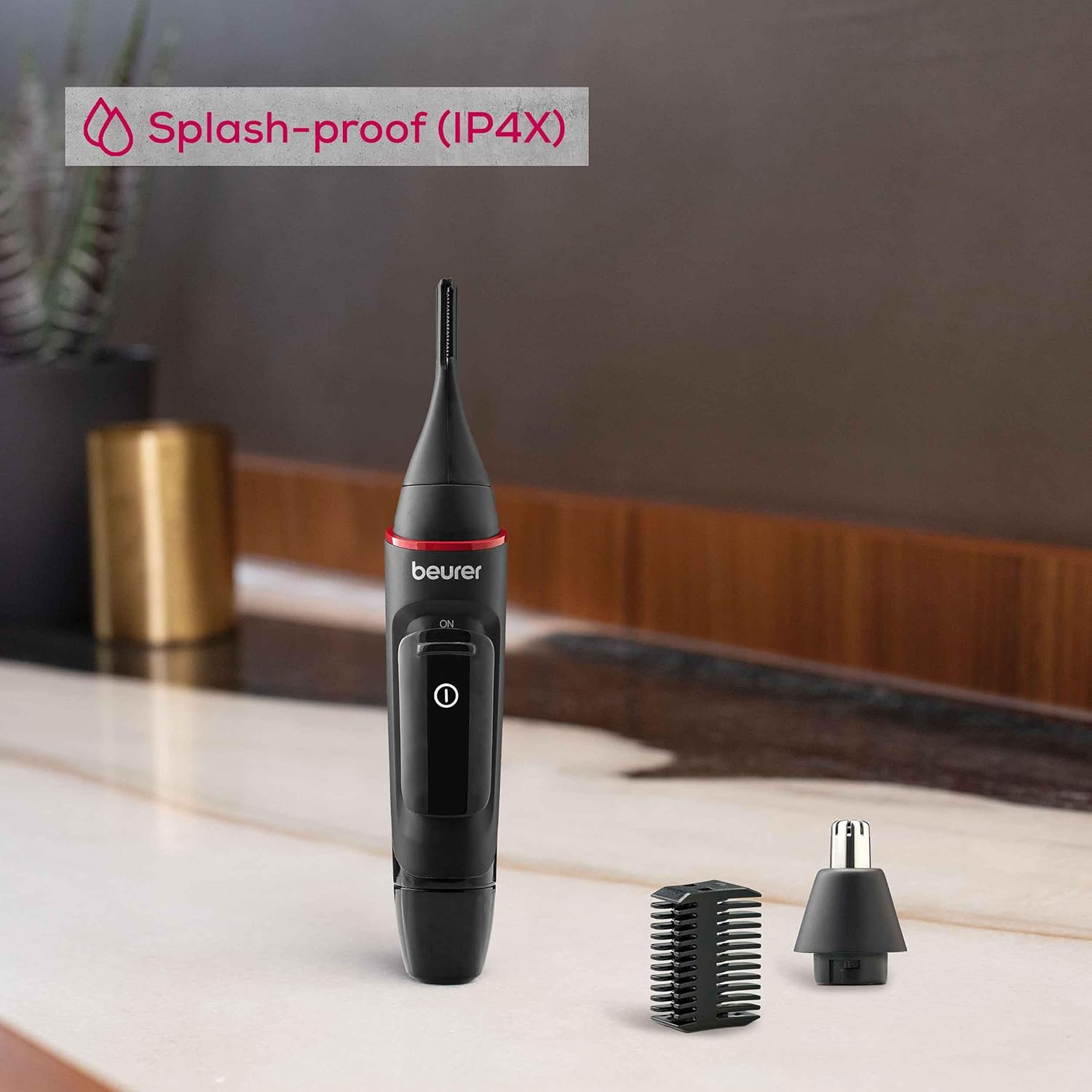 Beurer MN3X Precision Trimmer, Battery Powered Hair Trimmer, 3 High-Quality Attachments Trimmer for Shaping and Trimming Nose, Ear and Eyebrow Hair, Waterproof image number 1