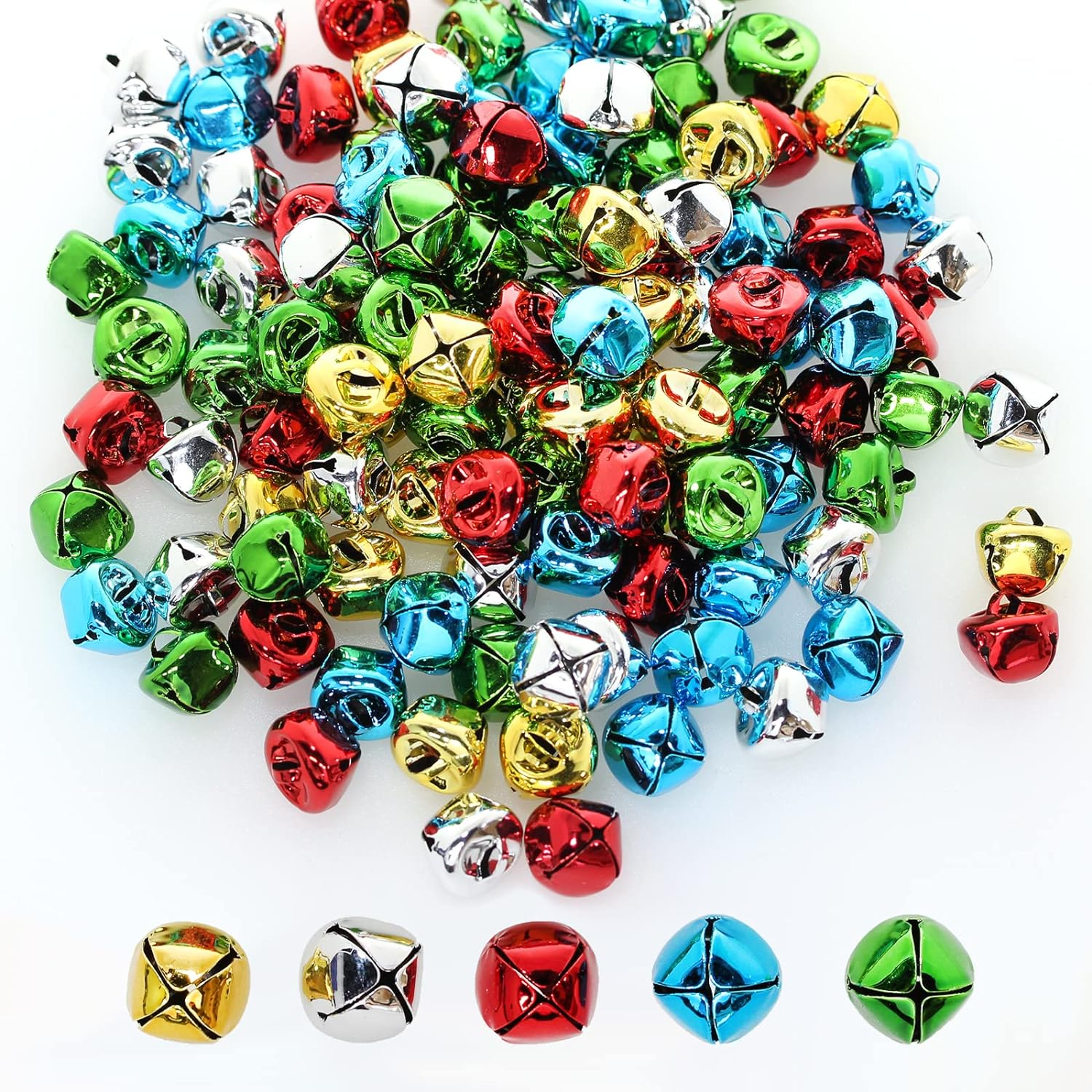 100Pcs Jingle Bells, Betterjonny 14Mm Small Craft Bells 10 Sweet Colors Metal Bells Pet Bells for DIY Christmas Party Decorations and Jewelry Making