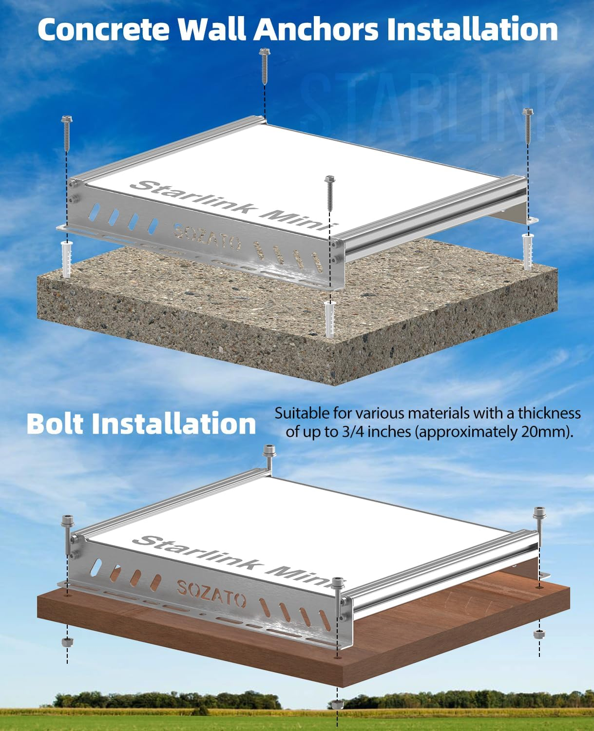 Starlink Mini Mount Multiple Installation Options, Car Roof Mounting Kit with Shock-Absorbing Foam Adjustable Pipe Clamp Roof Rack Mount Fit Car, Rvs, Boat, Yachts, Trucks, Starlink Mini Accessories image number 5