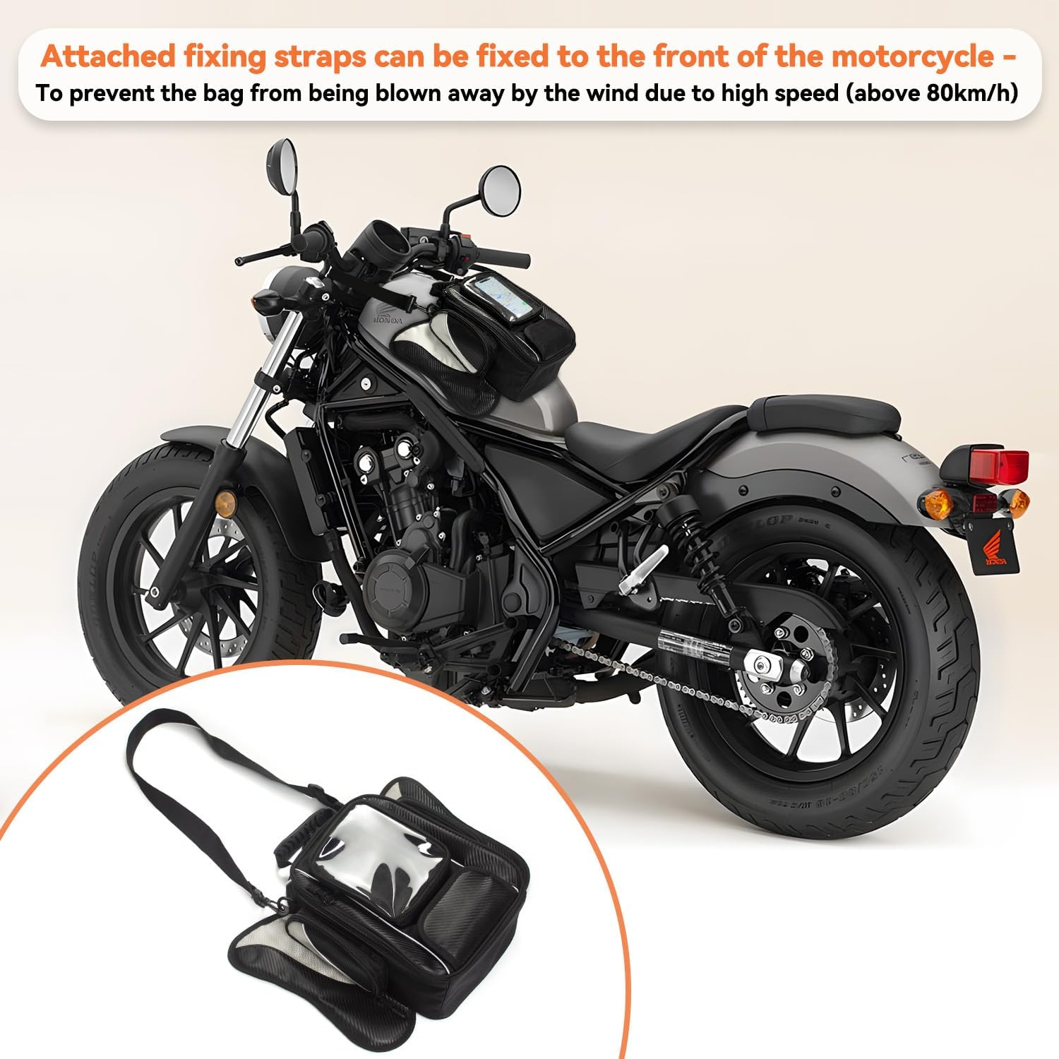 Dracarys Motorcycle Tank Bag - Waterproof Oxford Saddle Black Motorbike Bag - Universal Strong Magnetic Bag for Honda Yamaha Suzuki Kawasaki Harley - image number 5