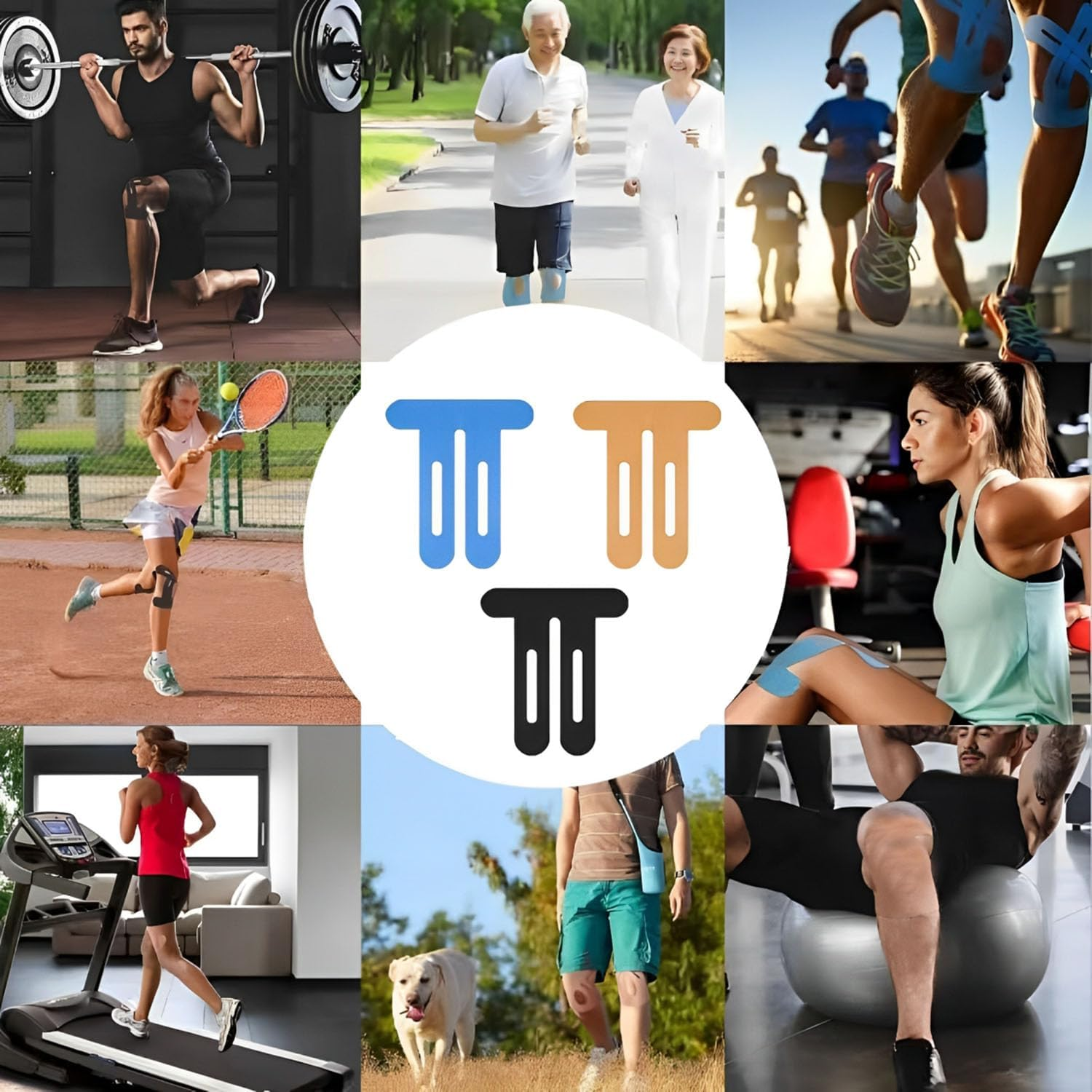 OWNKING 20 Pcs Upgraded Precut Kinesiology Tape for Knees, Elastic Sports Tape, Waterproof & Relief Athletic Tape for Knee Support & Stability, Breathable, Hypoallergenic, Extra Sticky, 25X22Cm image number 3