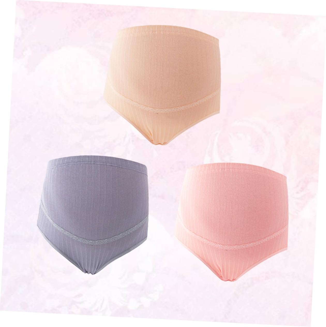 3Pcs High Waist Cotton Maternity Panties for Pregnant Women Adjustable Splice Design with Stomach Lift Breathable Soft Nursing Underwear in Random Colors Comfortable Random Color image number 4