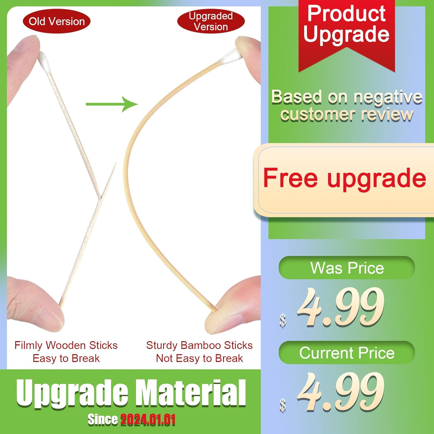 Iebeauty Cotton Swabs Swab Applicator Q-Tip 100 Pieces 15Cm Extra Long Wood Handle Sturdy image number 2