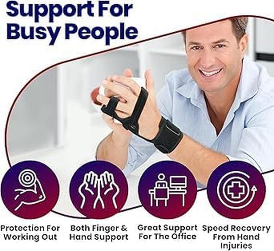 The Boxer Orthopedic Hand & Wrist Brace &ndash; 1Pcs Wrist Support Brace for Women & Men &ndash; Comfortable Wrist & Hand Wraps W/Finger Splints for Metacarpal Fracture, Sprain, or Swelling (Black, S/M) image number 5