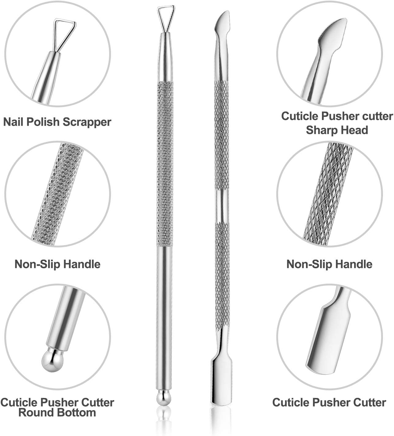 YINYIN Cuticle Trimmer with Cuticle Pusher - Cuticle Remover Cuticle Nippers Professional Stainless Steel Cuticle Pusher and Cutter Clippers Durable Pedicure Manicure Tools for Fingernails and Toenails - Green image number 5