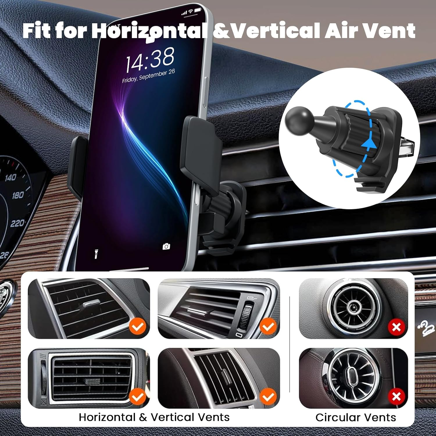 3-In-1 Car Phone Holder, Ultra-Stable and Shockproof, for Dashboards, Windshields, and Air Vents, 360&deg; Adjustable Angle, Suitable for All Smartphones image number 5