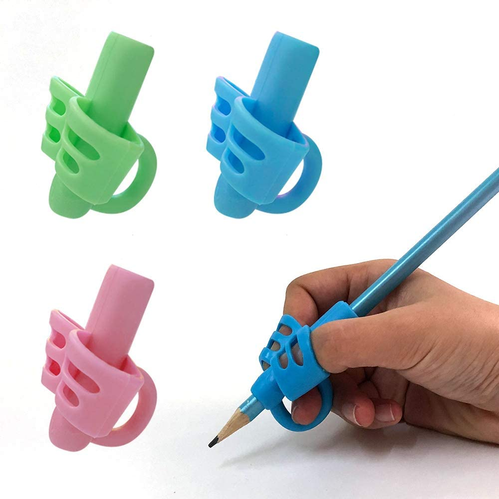 Pencil Grips（New, KOABBIT Children Pen Writing Aid Grip Set Posture Correction Tool for Kids Preschoolers Children,Hollow Ventilation Colorful (3 Pack)