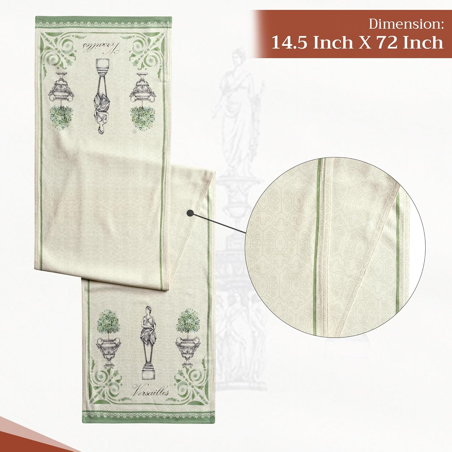 Maison D'Hermine Table Runner 100% Cotton Double Layer Table Runners 72 Inches Long Decorative for Home Kitchen Dining Party Wedding Bridal Shower Spring Summer (Jardin Du Roy, 14.50" X 72") image number 5