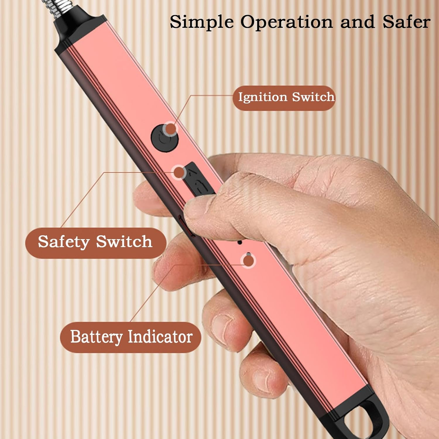 Electric Lighter, 2 Pack of USB Rechargeable Candle Lighter with Flexible Neck, 10.4-Inch Long Handle Arc Lighters with LED Battery Indicator and Safety Switch for Candle, Kitchen,Camping(Black+Blue) - Black+Blue image number 5