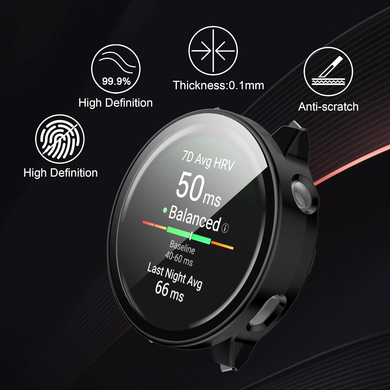 Rojeuinn Pack of 2 Case for Garmin Venu 4 45 Mm Protective Case with Screen Protector, Hard PC 360&deg; All-Round Anti-Scratch anti Dust Ultra Thin Protective Case Black - Black image number 3