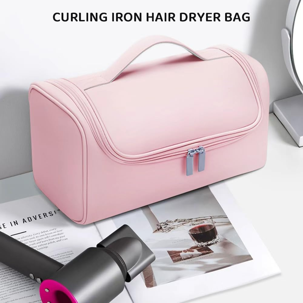JIUSEGE Hair Tools Travel Storage Box Organizer for Universal Hair Dryer, Portable Travel Bag for Curling Iron & Accessories, Pink image number 3