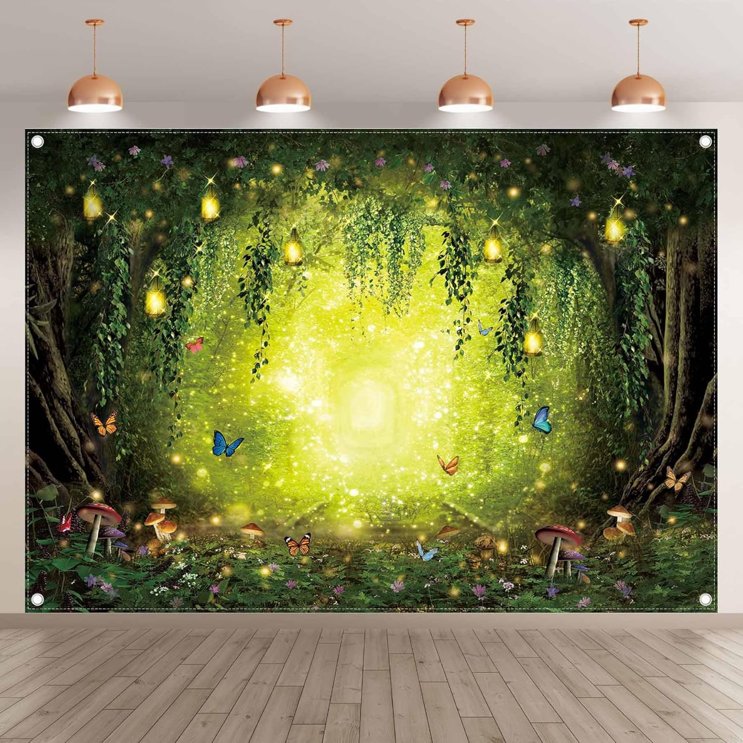 7X5Ft Spring Enchanted Forest Backdrop Easter Fairy Tale Wonderland Woodland for Kids Girl Room Wall Decorations Birthday Party Photo Prop