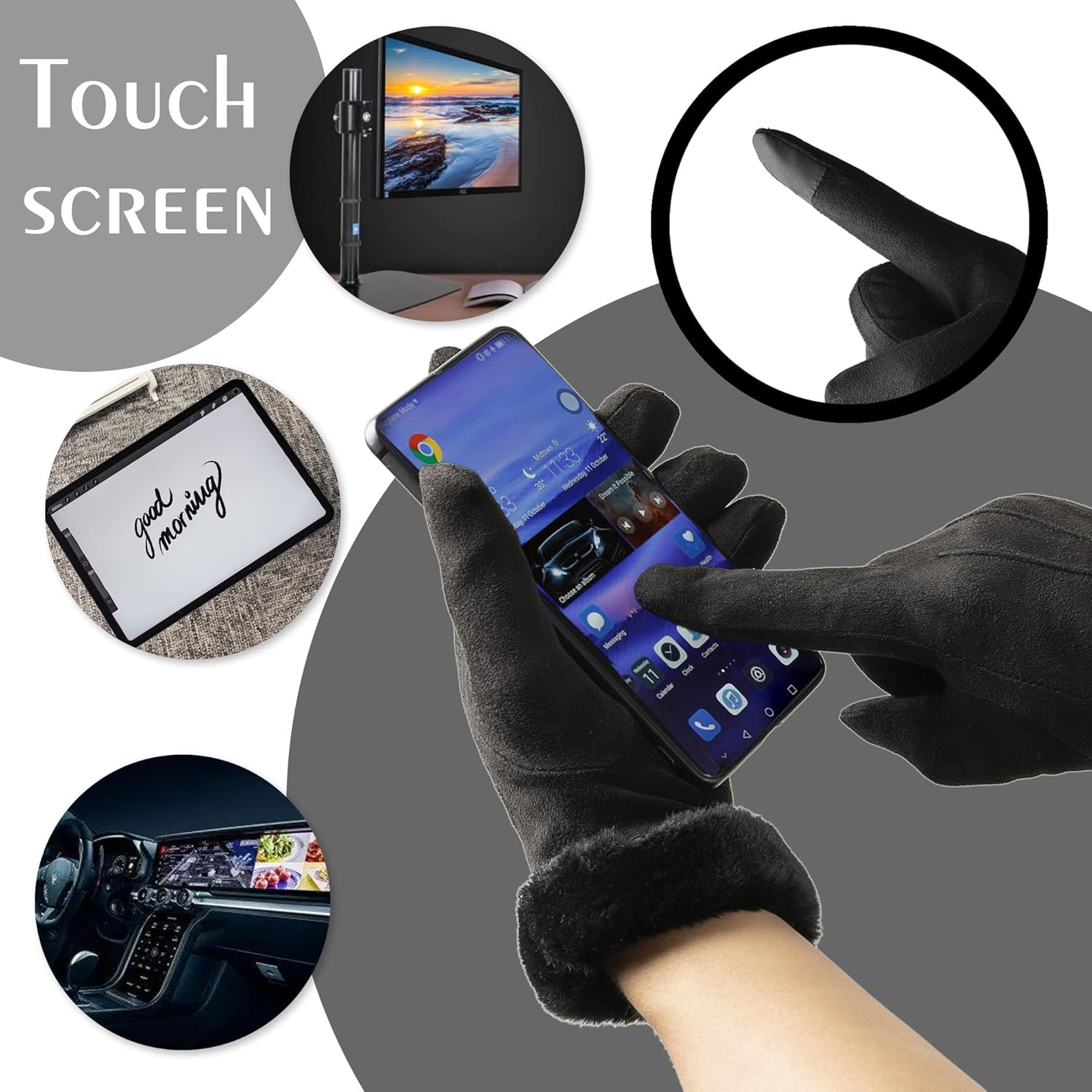 Ottsas Winter Gloves for Women, Touch Screen Cold Weather Thermal Warm Windproof Gloves, Soft Thick Fleece image number 3