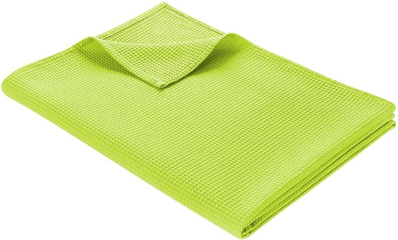WOHNWOHL Bedspread 220 X 240 Cm &bull; Waffle Pique Lightweight Summer Blanket Made of 100% Cotton &bull; Airy Sofa Blanket Versatile &bull; Easy Care Blanket &bull; Cotton Blanket Colour: Green