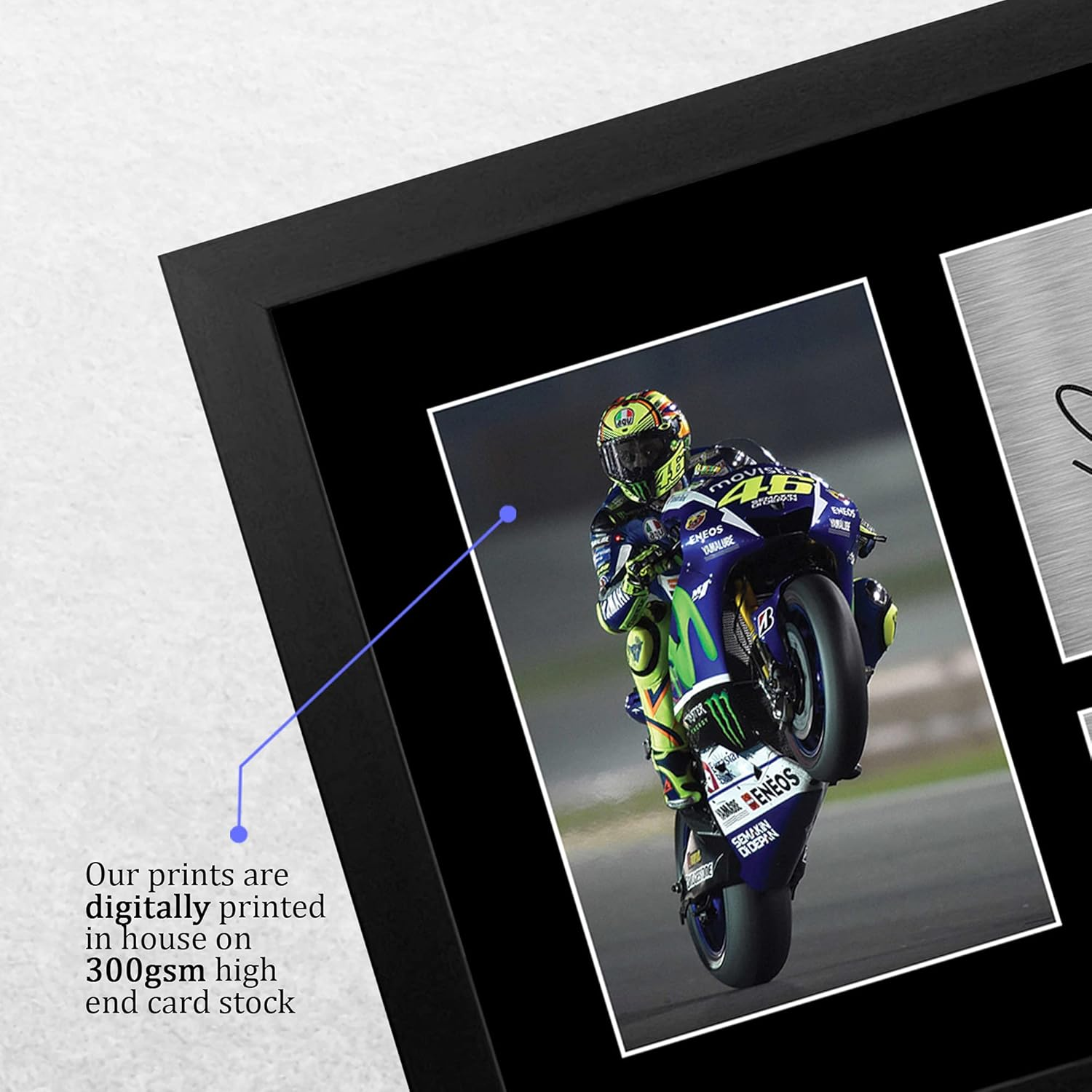 HWC Trading FR Valentino Rossi Gift Signed FRAMED A4 Printed Autograph Superbikes Motogp Gifts Print Photo Picture Display