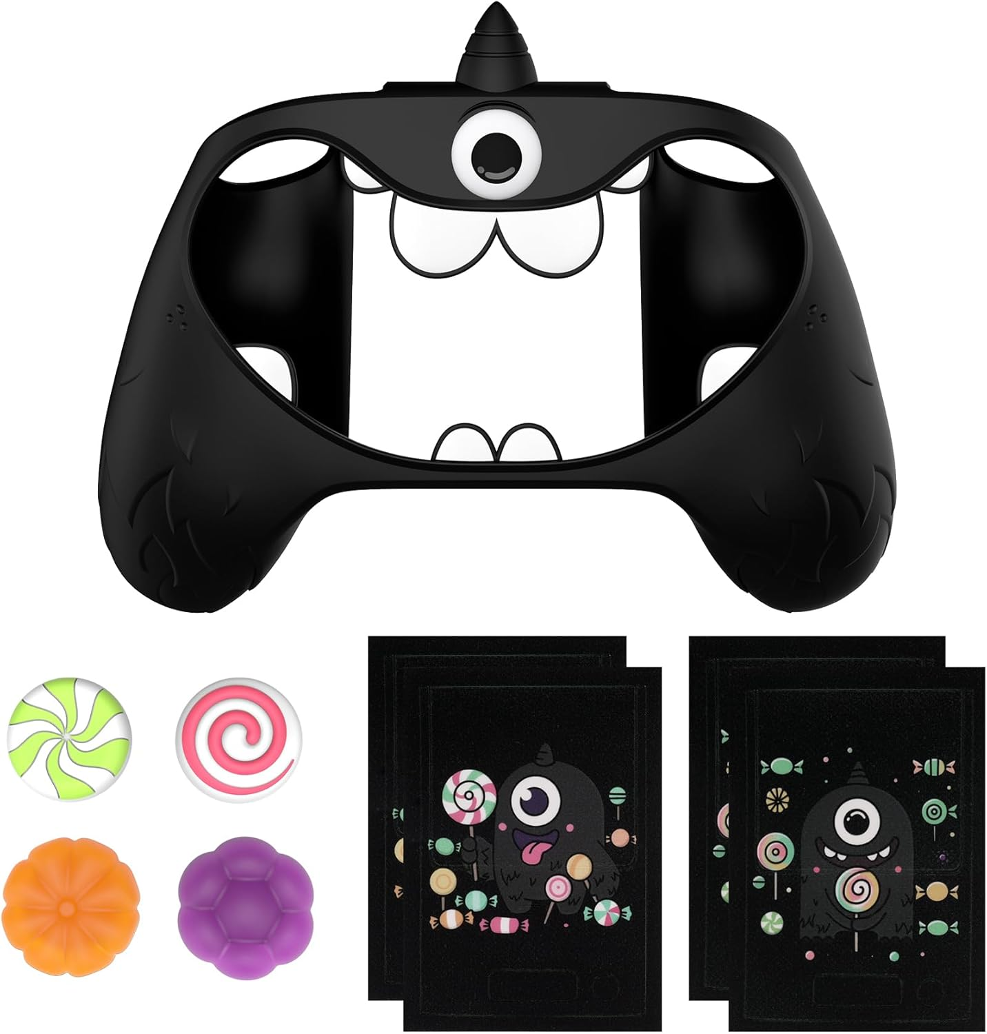 Playvital Monoeye Monster Cute Silicone Cover for Xbox Series X/S Controller, for Xbox Core Controller Grip Case, Anti-Slip, Full Protection, Includes Joystick Caps and Stickers, Black image number 3