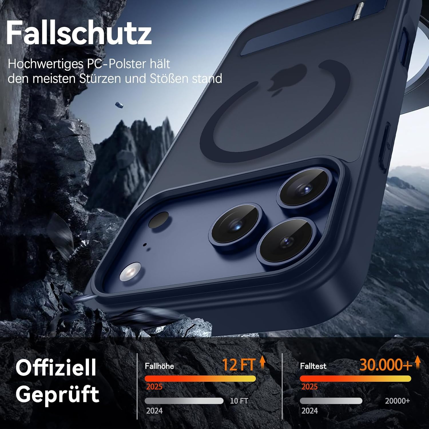 Guagua Mobile Phone Case for Iphone 17 Pro Max Case with Stand [Compatible with Magsafe] Matte Magnetic with 3 Stand Modes Shockproof Protective Case Back Translucent Case (6.9 Inches) Blue image number 6