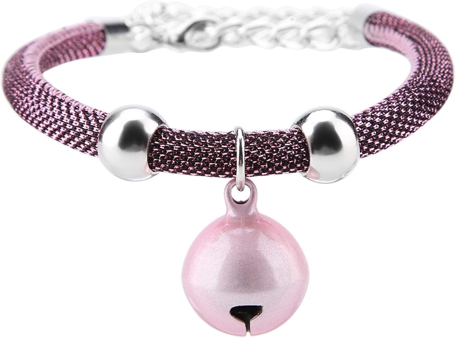 EVTSCAN Japanese Style Pet Collar Nylon Accessory Bell Collar for Cats with Extension Chain (Pink) image number 2