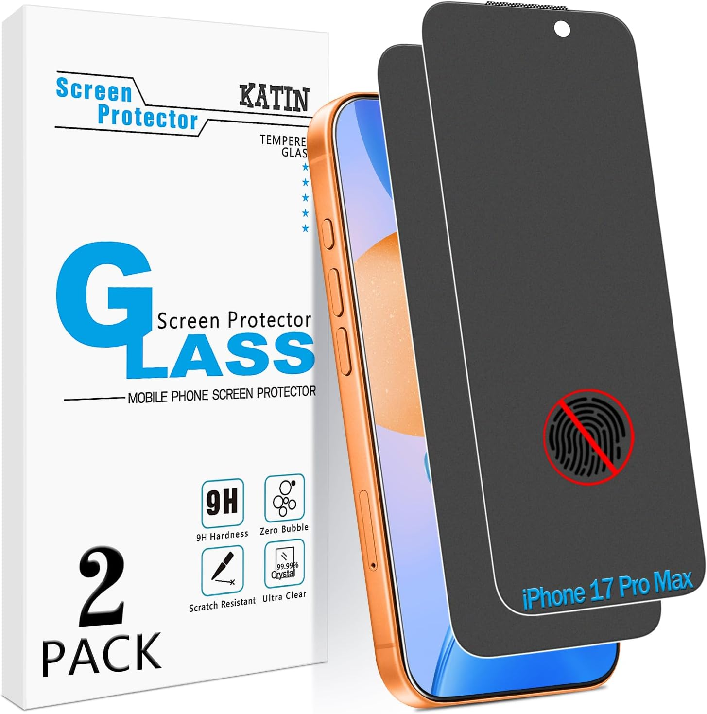 KATIN 2 Pack Matte Privacy Screen Protector for Iphone 17 Pro Max 6.9 Inch Anti-Spy Tempered Glass, anti Glare, anti Fingerprint, Bubble Free image number 5
