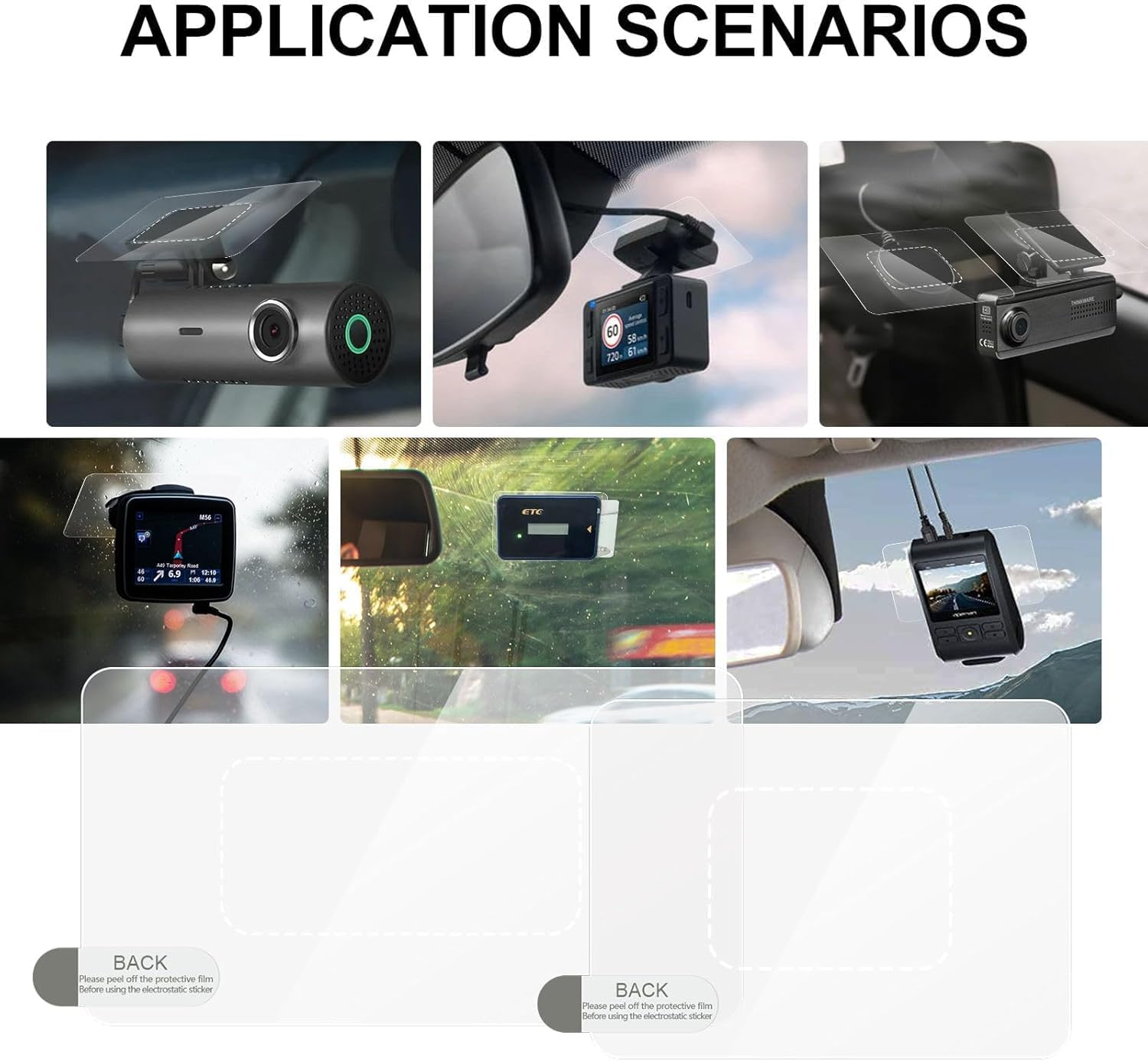 8Pcs Dashcam Windshield Sticker,Including 4Pcs Static Films and 16Pcs Dual-Lock Adhesive Tape Strips,Ez Pass/Ipass/Izoom/Sunpass Toll Tap,Reclosable Fastener Transponder Strips Holder for Carsc (B) image number 2