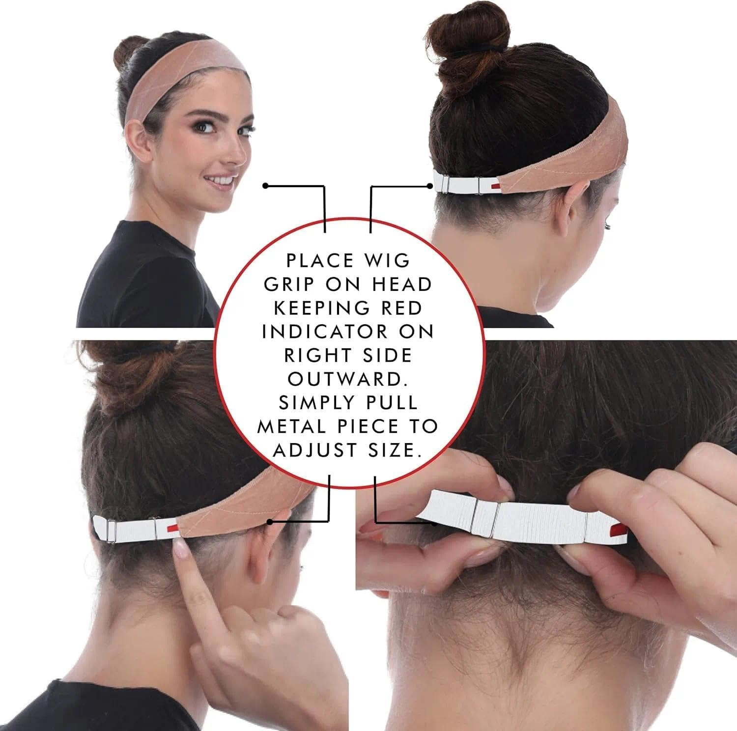 Adjustable Wig Grip Band Non Slip Breathable Lightweight Velvet Headband Wig Accessory Pink Ruibex image number 1