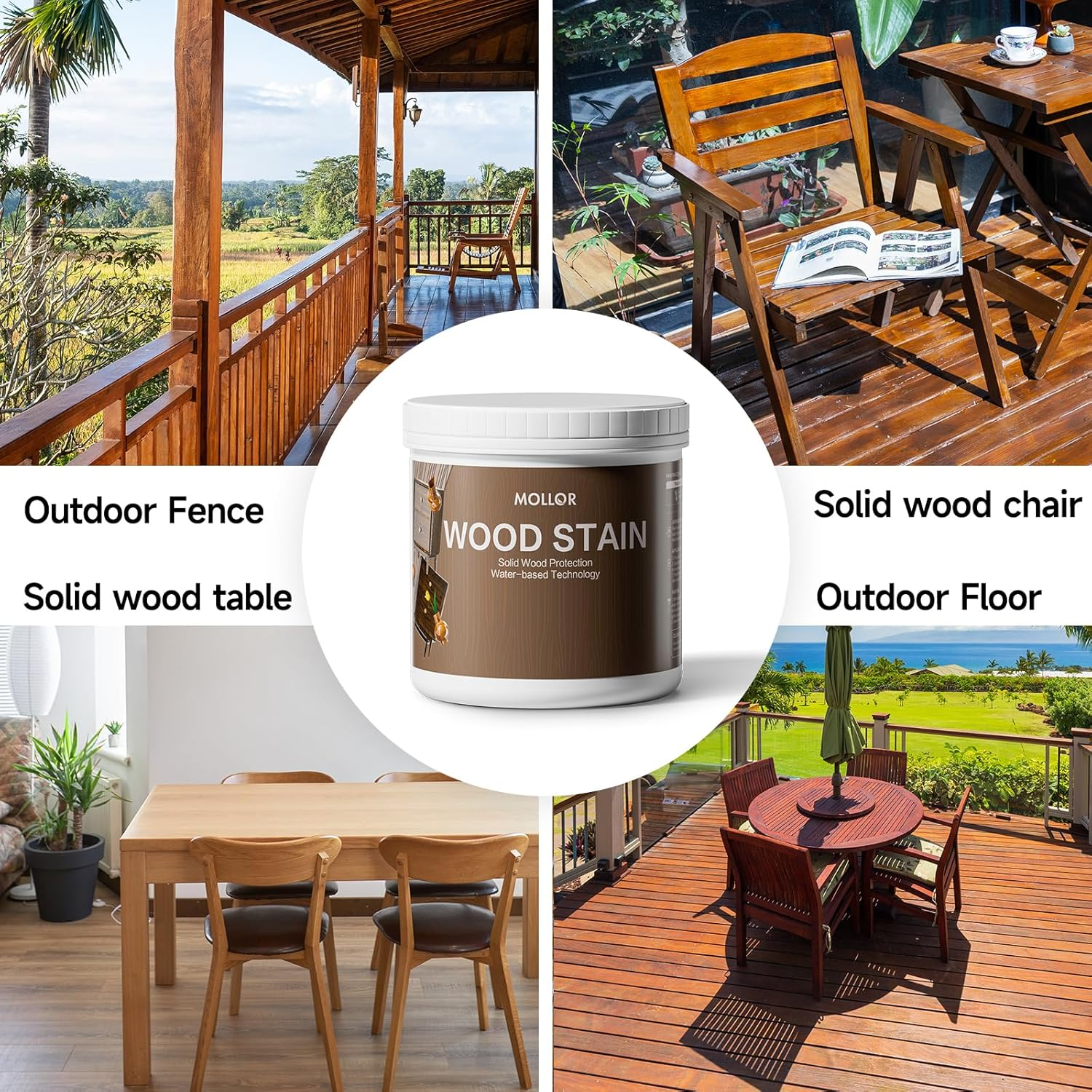 MOLLOR Wood Stain, 16 Oz Water Based Wood Stain and Sealer in One - No Priming, No Top Coat Required, Fast Drying|Low Odor|Non-Toxic, Perfect for Indoor and Outdoor Furniture (Black Walnut with Tools) - Black Walnut image number 4