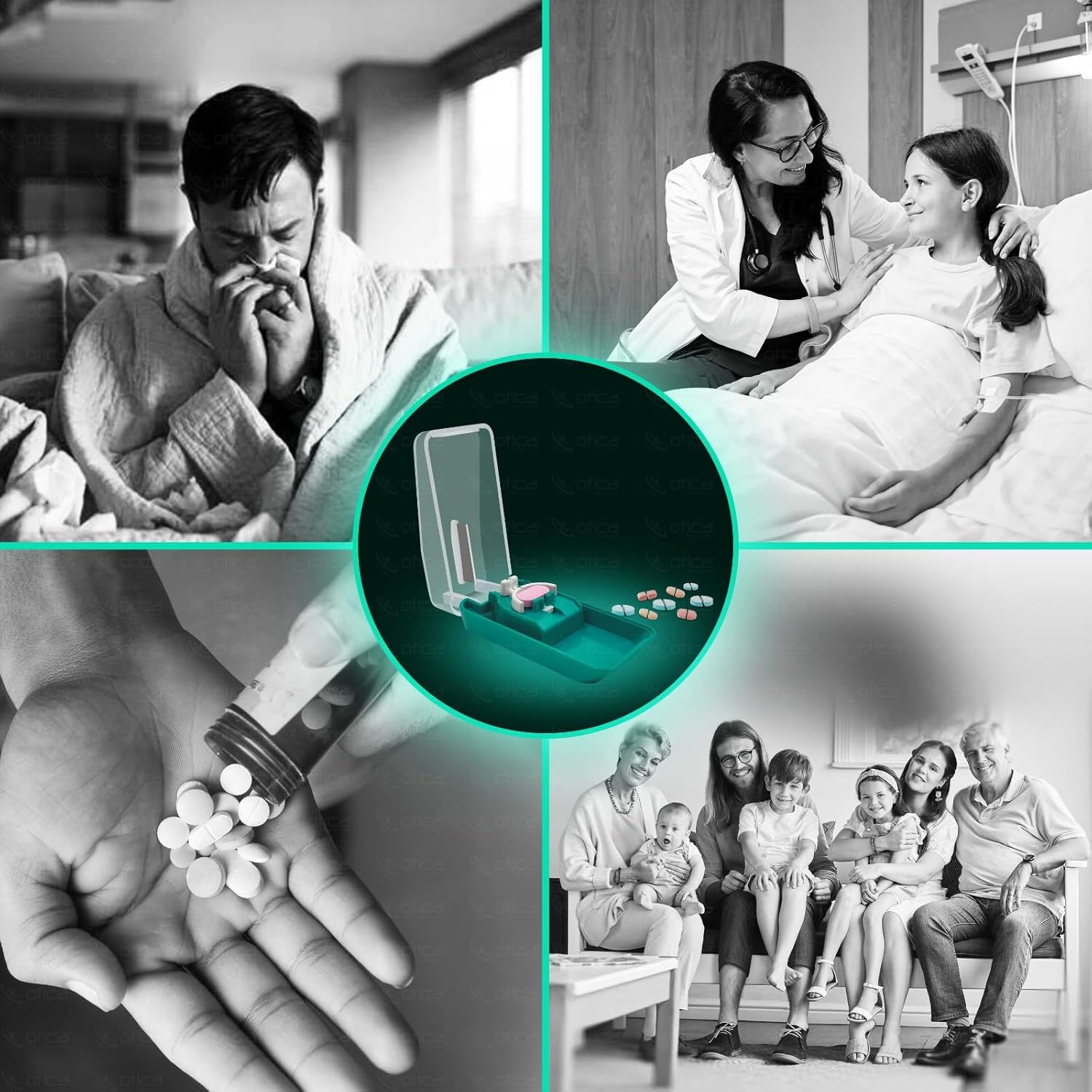 OTICA Tablet Pill Cutter Splitter for Small & Large Pills, Stainless Steel Blade, Safe and Precise Cutting with Centering Device & Blade Guard, Travel-Sized, Light Weight,Easily Washable