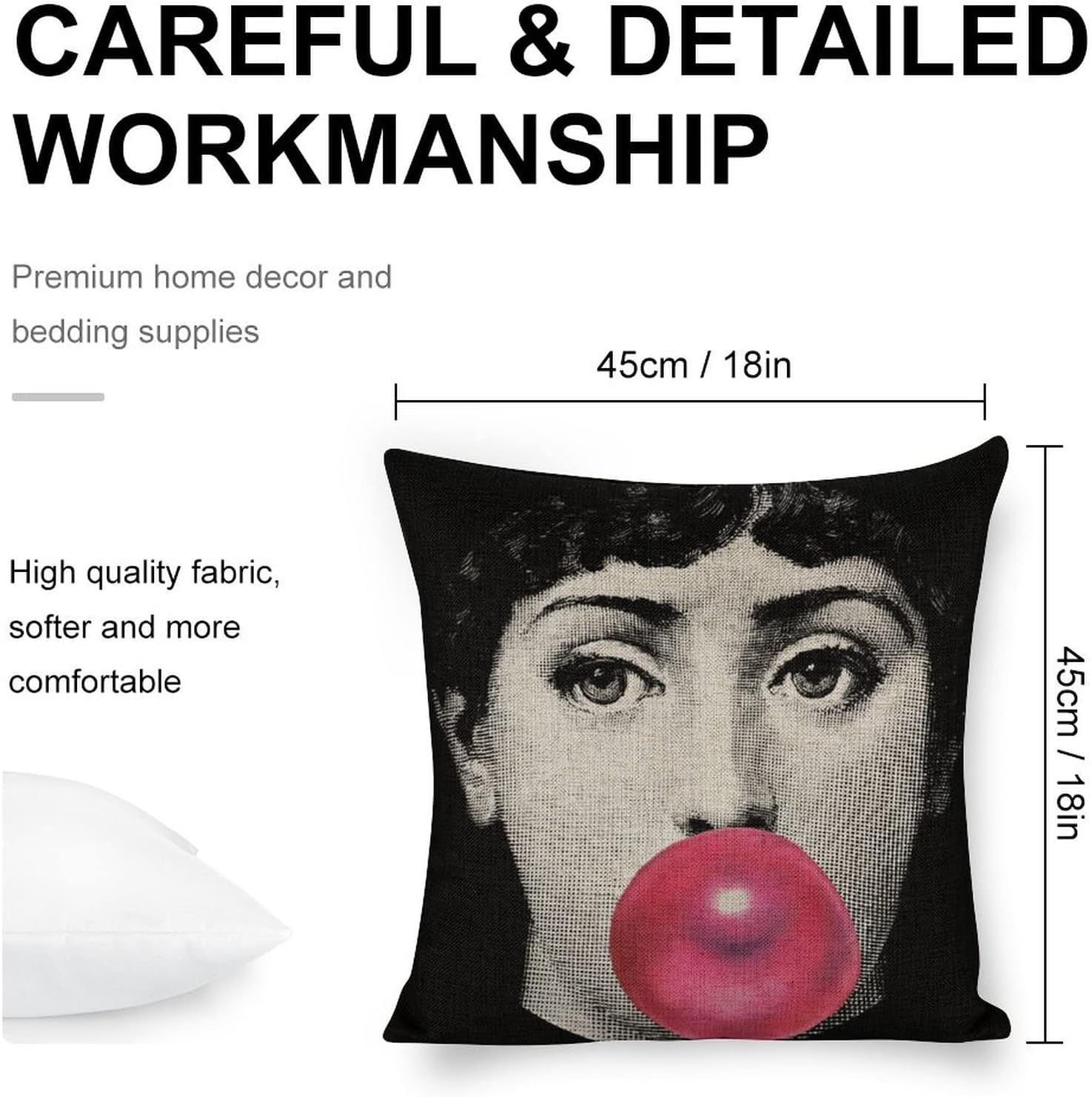 Aloked Lina Cavalieri Artificial Linen Throw Pillow Case, Decorative Cushion Cover Square Art Personalized Eye,Only Includes Pillowcase,18"X18"(45X45Cm),Style-12 image number 5