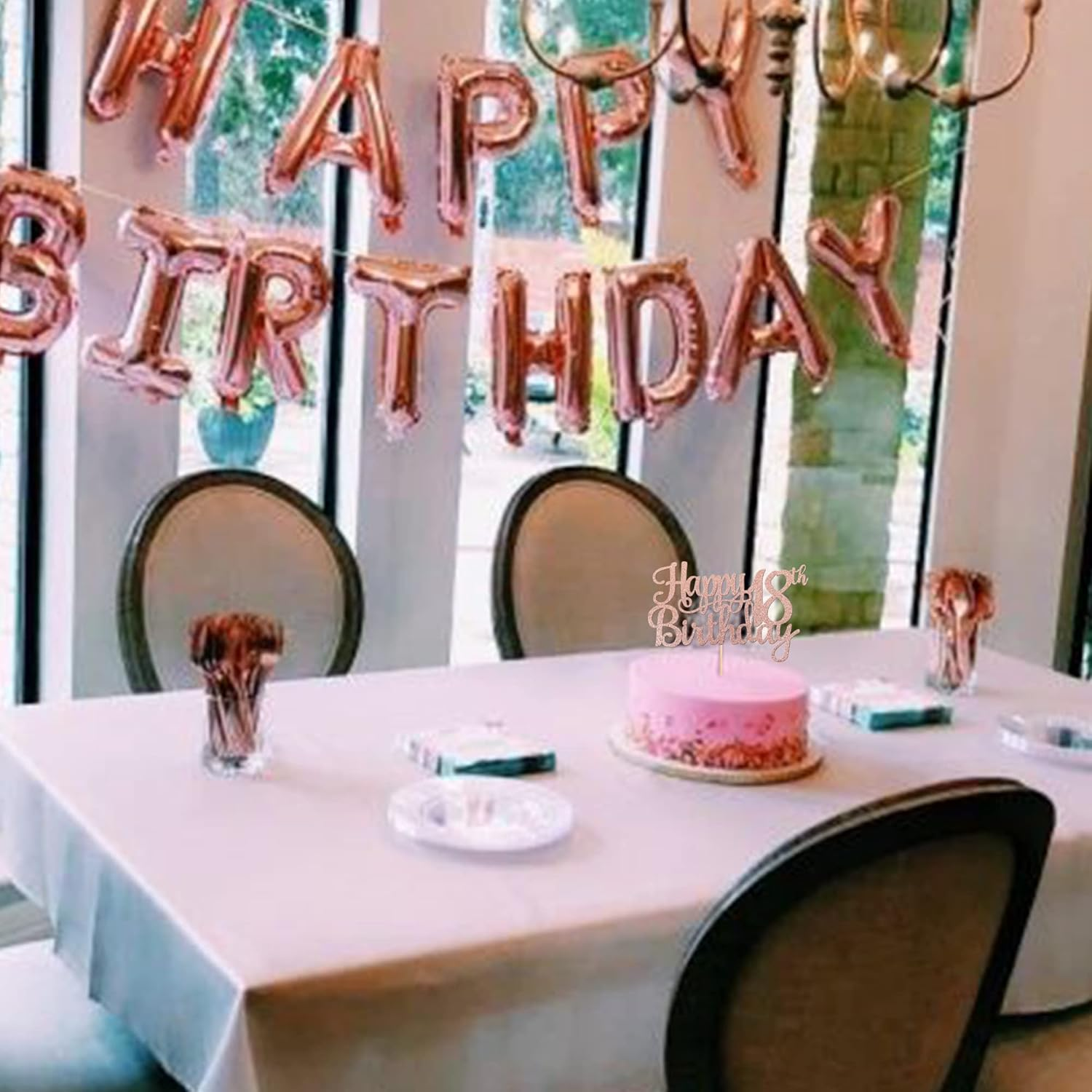 1 PACK Happy 18Th Birthday Cake Topper Glitter Cheers to 18 Years Birthday Cake Pick 18 Fabulous Cake Decoration for Happy 18Th Birthday Theme Party Decorations Supplies Rose Gold