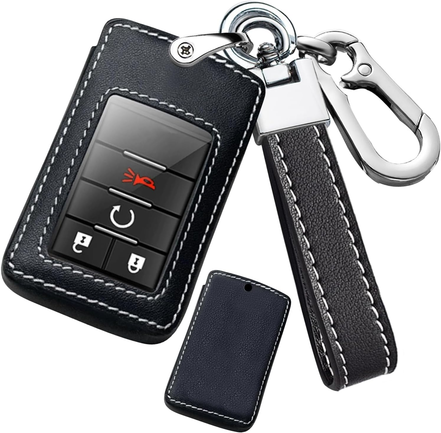 Ontto Leather Car Key Fob Cover Fit for Chevy Corvette C7 for Holden Captiva CG7 for Cadillac DTS SLS SRX XLS STS Escalade Key Case Holder Shell Key Chain Keyring Protector Car Styling Accessories