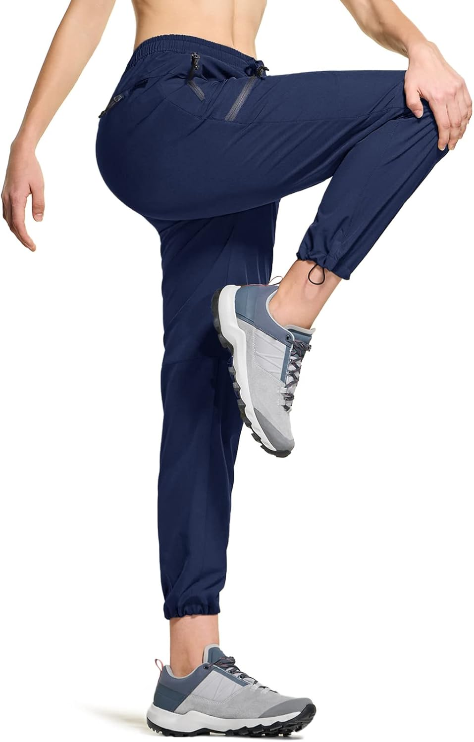 CQR Women'S Lightweight Hiking Cargo Pants with Stretch Fabric Zipper Pockets and Water-Resistant Finish for Outdoor Travel and Trekking WBP103-NVY X-Large image number 5