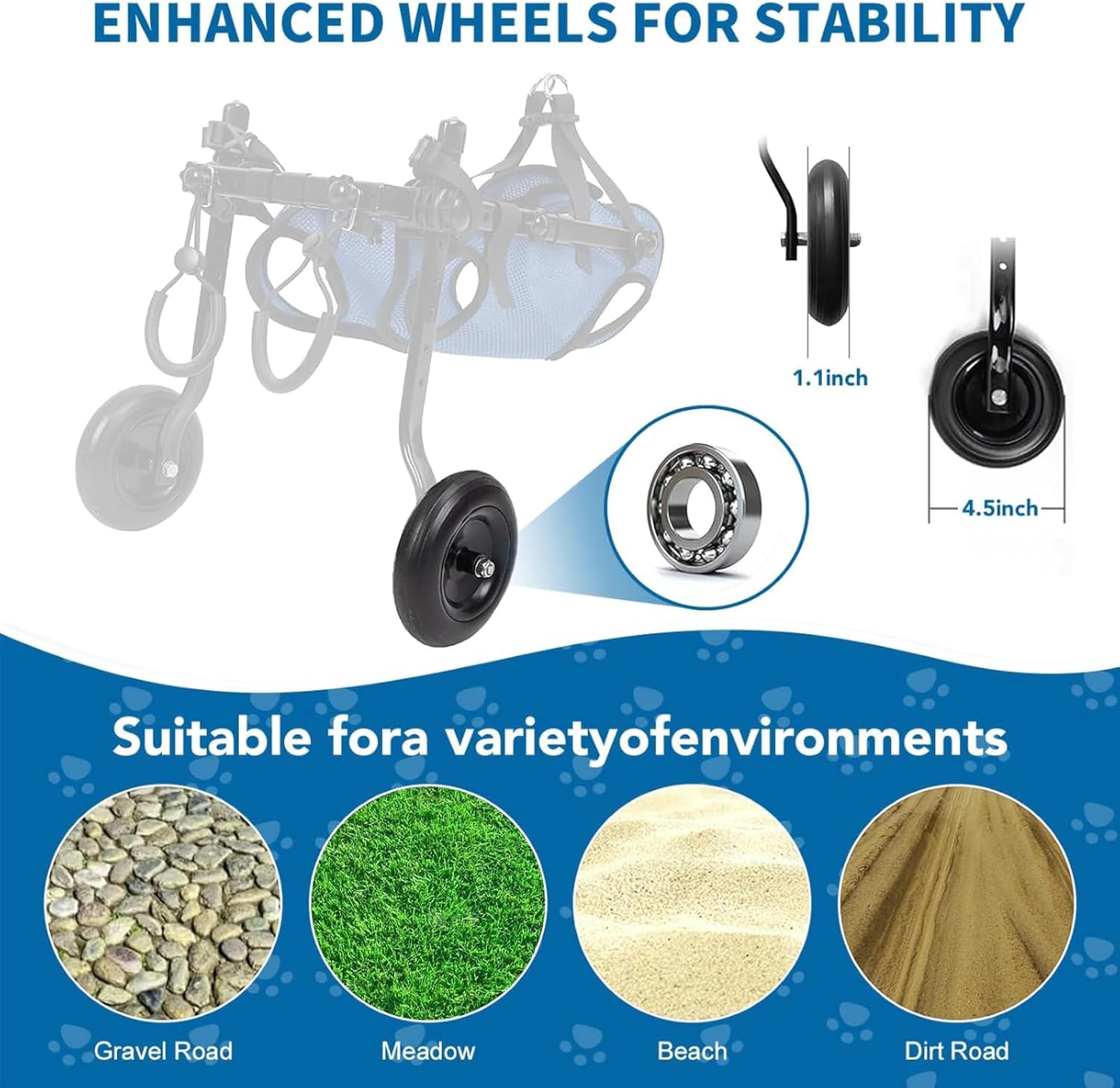 LIODUX Adjustable Dog Wheelchair with 2 Wheels, Wheelchair Small Dogs for Back Legs, Dog Leg Brace and Hip Support for Disabled or Injured Small Dogs, Pet Wheelchairs for Small Dogs Cats Pets (M)