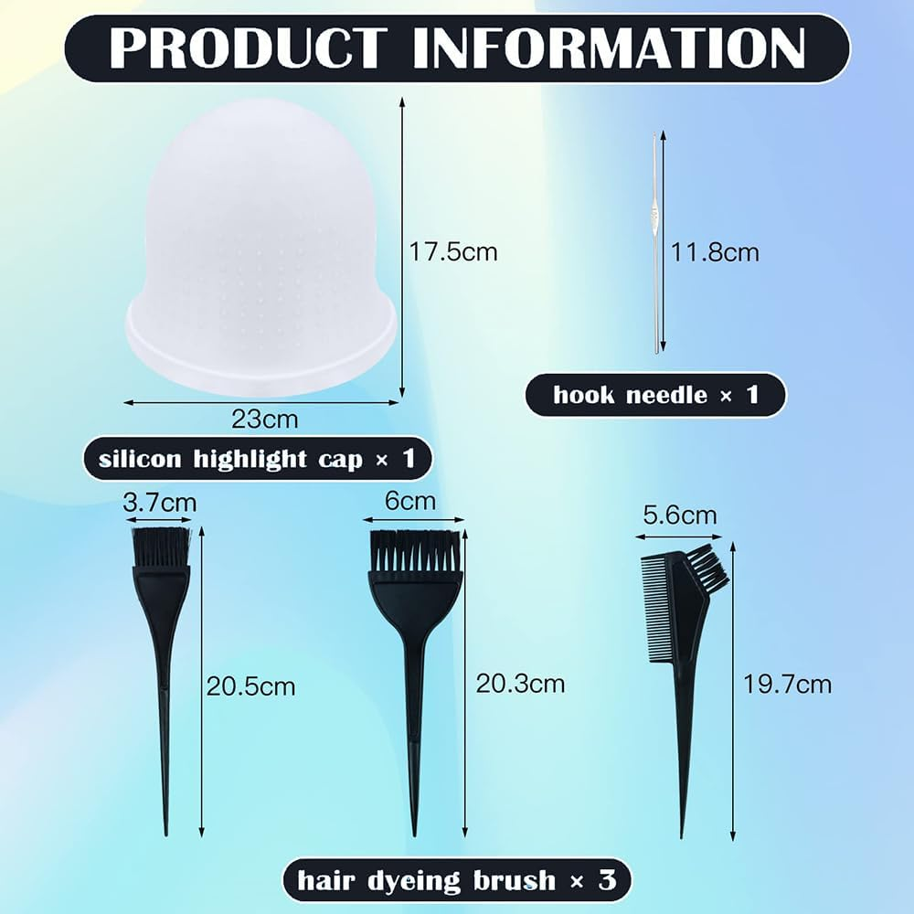 Yeenano Highlight Hair Cap,Silicone Highlighting Cap with Hook Needles Reusable Bleach Caps Hair Dye Comb Dyeing Highlight Caps Hook Hairdressing Salon for Long Hair Short Hair image number 1