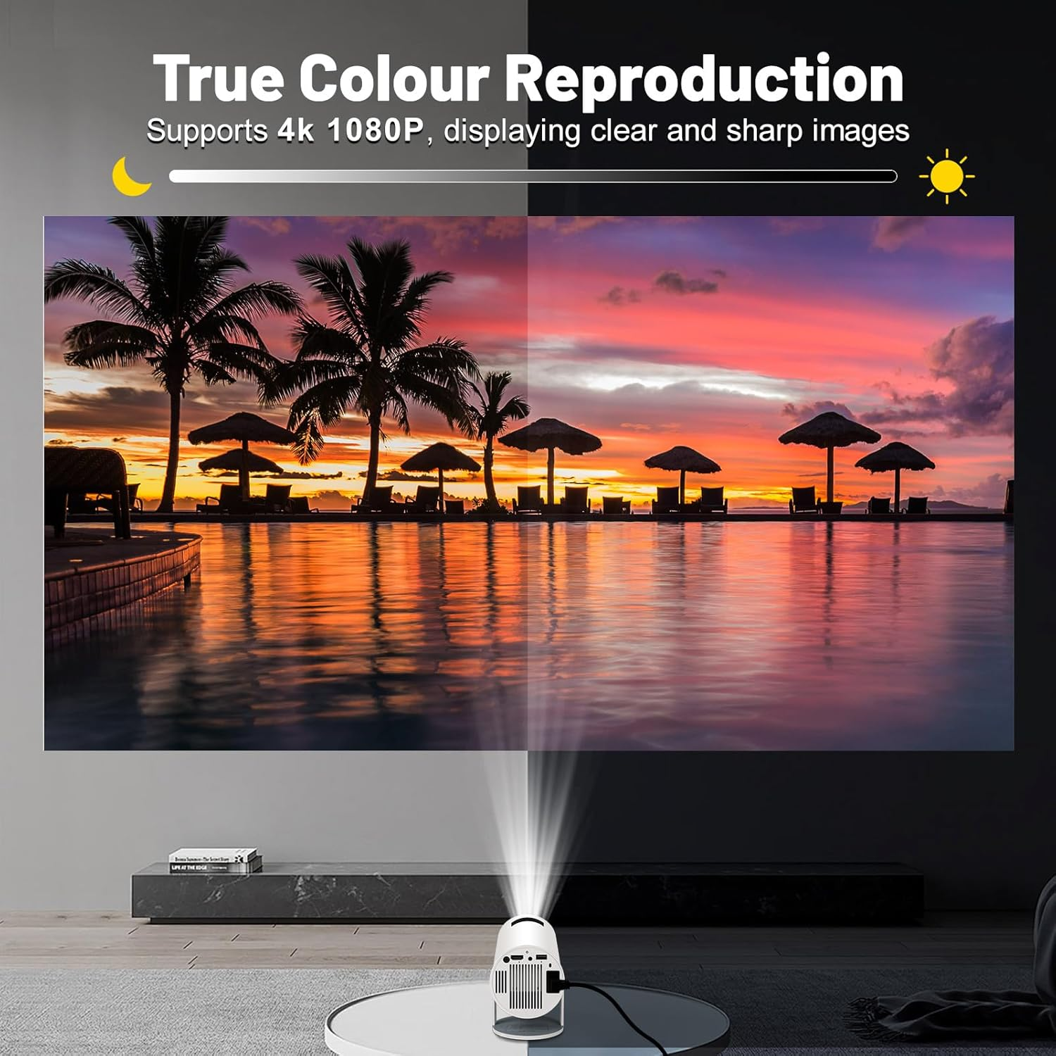 Mini Projector FHD 1080P with Auto Focus, Wifi Bluetooth Portable Movie Projector, Big Screen Display for Home Theater, Outdoor Movie Nights, Presentations, and Gaming image number 5