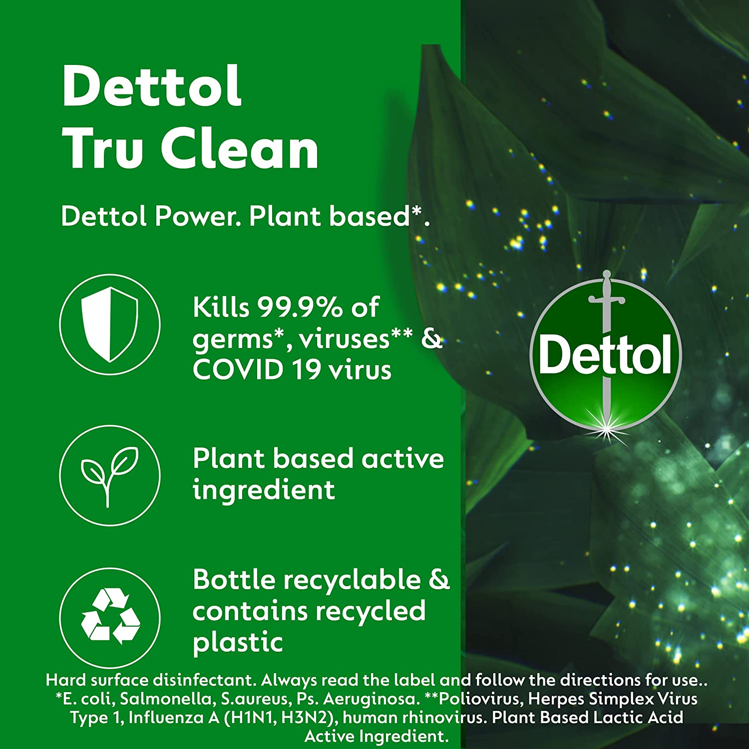 Dettol Tru Clean Antibacterial Multipurpose Cleaning Trigger Zesty Citrus and Lemongrass 500Ml, Transparent image number 1