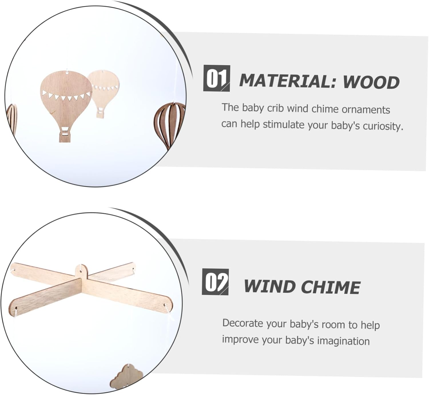 2Pcs Hot Air Balloon Wind Chimes Boys and Girls Decor Photo Prop Mobiles image number 6