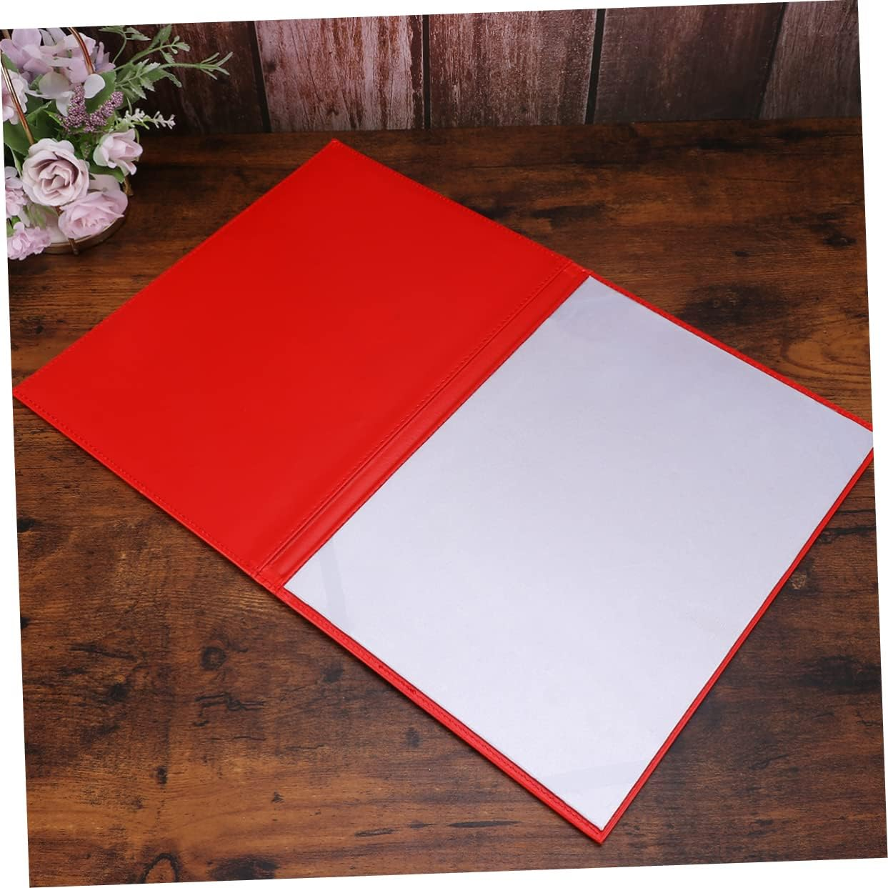 STOBOK A4 Red Leather Certificate Cover Blank Folder Protective Case for Diplomas Business Awards Office Documents image number 3