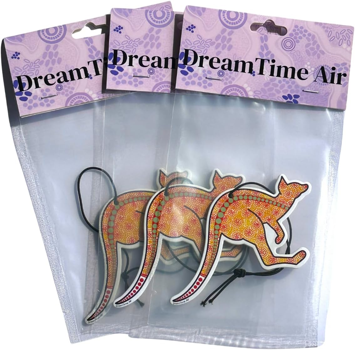 Dreamtime Air Kangaroo Car Air Fresheners &ndash; Citrus Scent, Pack of 3 | Cute Hanging Design for Car, Office or Home | Long-Lasting Essential Oil Fragrance image number 2