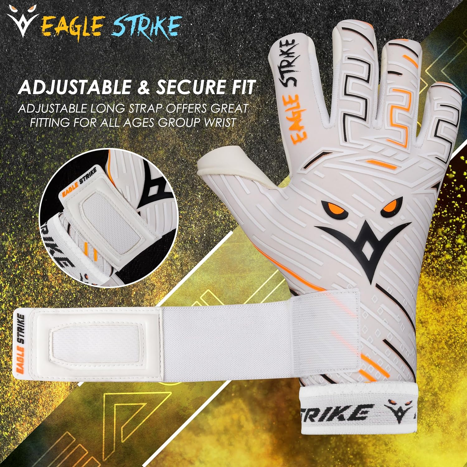 EAGLE STRIKE Goalkeeper Goalie Gloves| Soccer Gloves with Wrist Support | Football Goal Keeper Gloves for Adults, Youth, and Junior for Professional Football Training image number 5