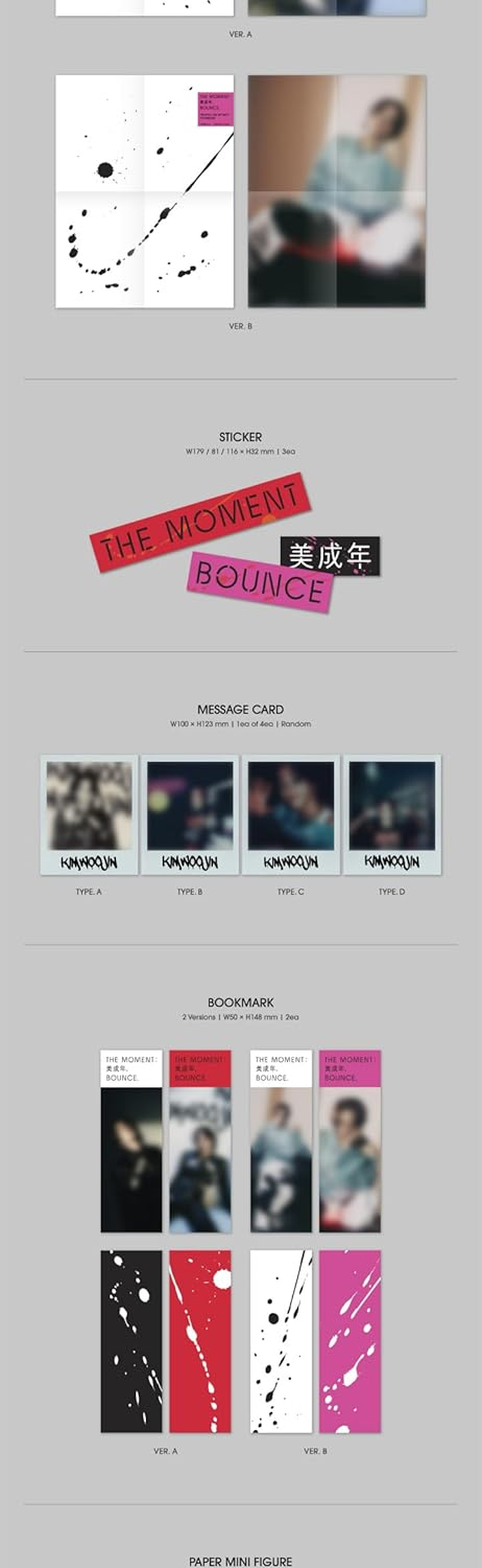 Kim Woojin the Moment : 美成年 Bounce 2Nd Mini Album B Version Cd+1P Poster+Photobook+2P Photocard+1P Folding Poster on Pack+3Ea Sticker+1P Message Card+2Ea Bookmark+1Ea Paper Figure+Tracking Sealed image number 4