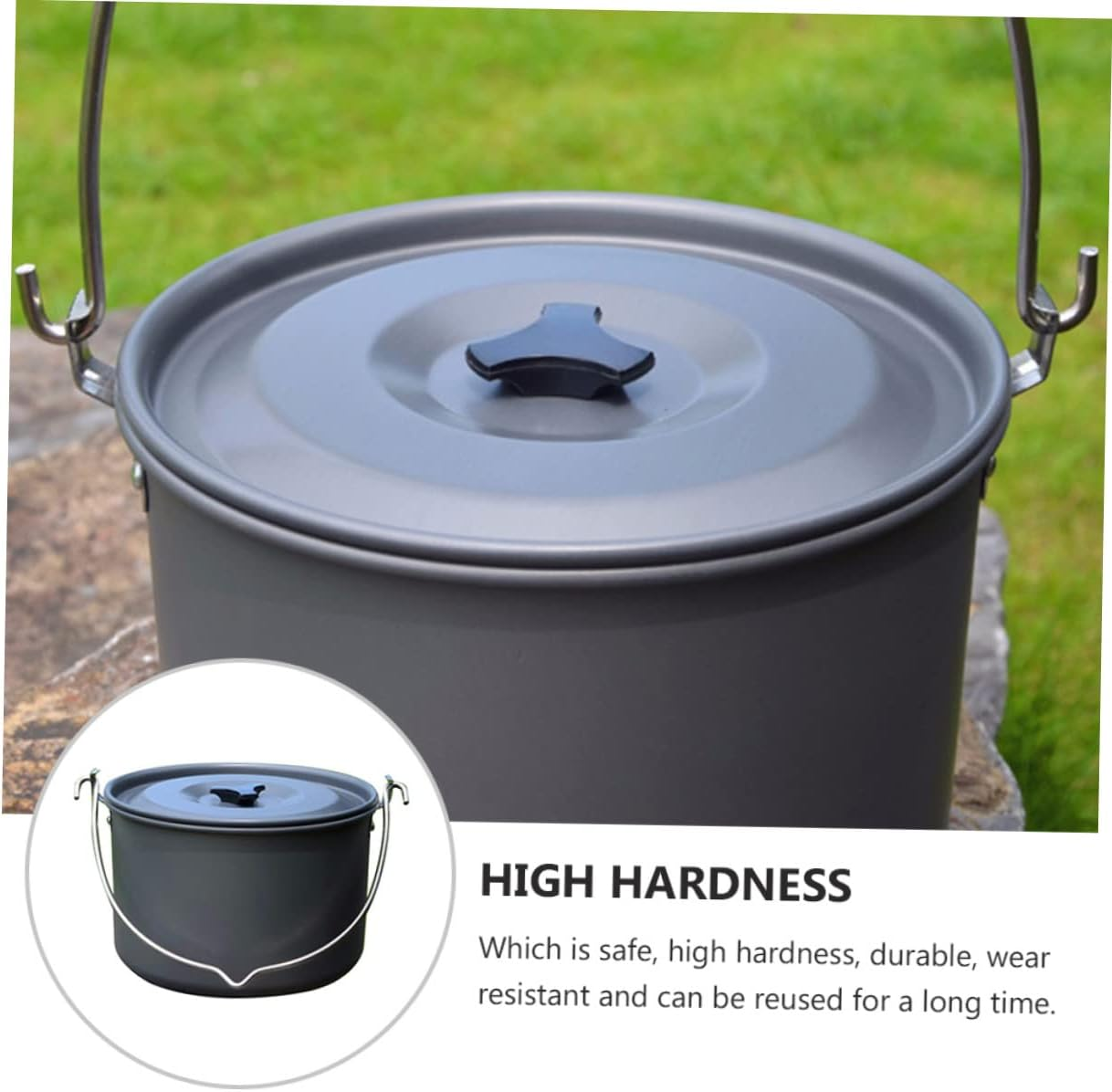 Capacity Hanging Pot Picnic Cookware Lightweight Camping Pot Outdoor Tableware Accessories for Camping Cooking Utensils image number 4