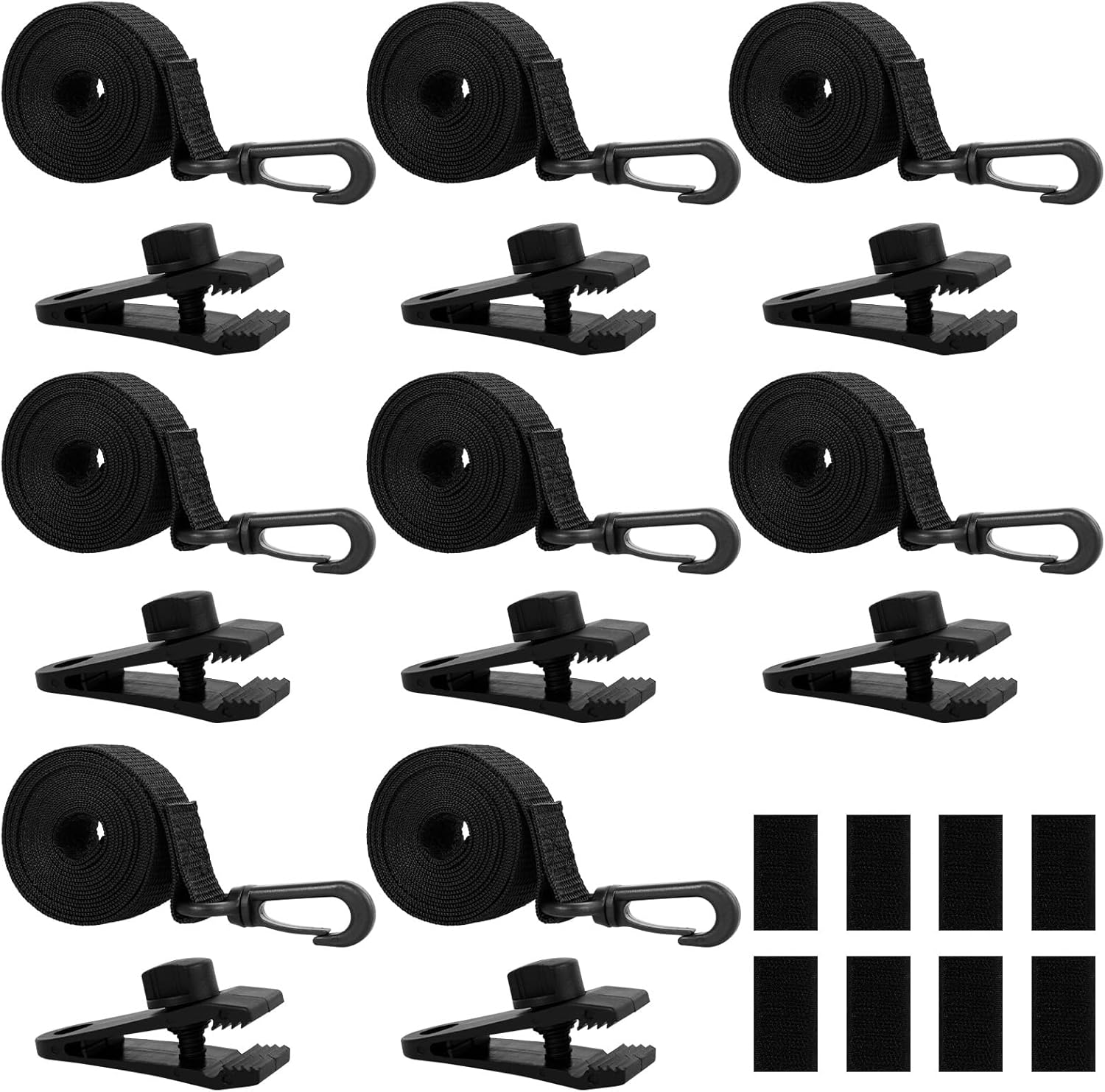 24Pcs Pool Solar Cover Reel Attachment Adjustable Strong Grip Pool Solar Blanket Strap Kit for Outdoor Garden Yard (Black,1 Set) image number 3