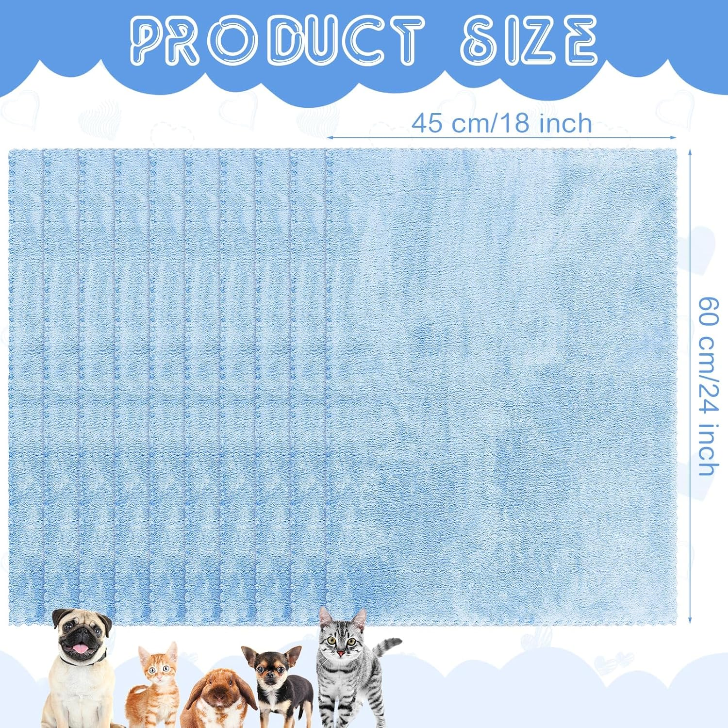 Panelee Pack of 10 Waterproof Guinea Pig Blankets, Washable Pet PIPI Underlay, Small Animal Sleeping Mat, Absorbent Reusable Guinea Pig Cage Inserts (Blue, 18 X 24 Inches)