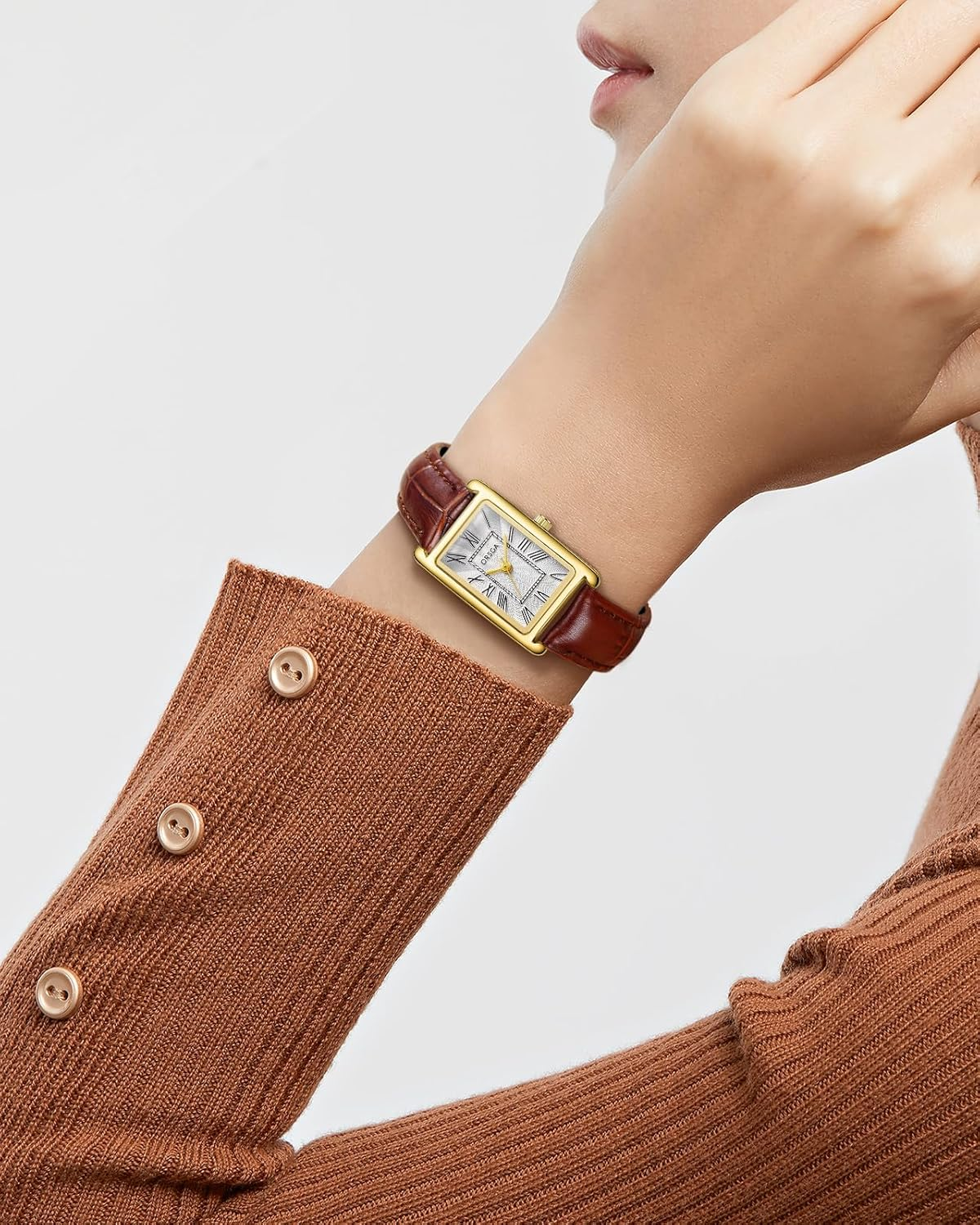 CIVO Ladies Watches for Women Leather: Waterproof Square Face Analog Quartz Wrist Watch Vintage Fashion Elegant Watch image number 3